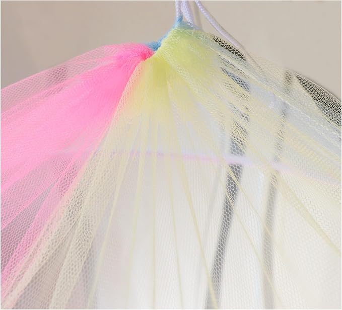 Rainbow Bed Canopy for Girls with Lights Princess Canopy for Girls Bed Mosquito Net for Single Twin Full Queen Size Reading Nook Canopy Bed Curtains Room Decor