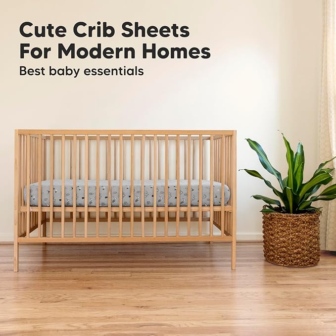 2-Pack Organic Crib Sheets for Boys, Girls - Jersey Fitted Crib Sheet, Baby Crib Sheets Neutral, Crib Mattress Sheet, Cotton Crib Sheets, Breathable Crib Sheet, Baby Mattress Sheets (Woodland)