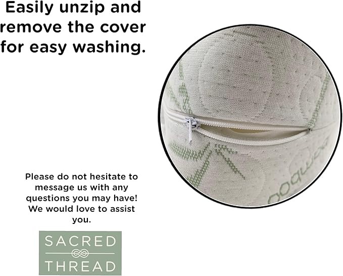 Sacred Thread Memory Foam Knee Pillow for Side Sleepers, for Knee, Hip, and Back Pain, Cooling Rayon Made from Bamboo Cover, Pillow for Between Legs (White Heart)