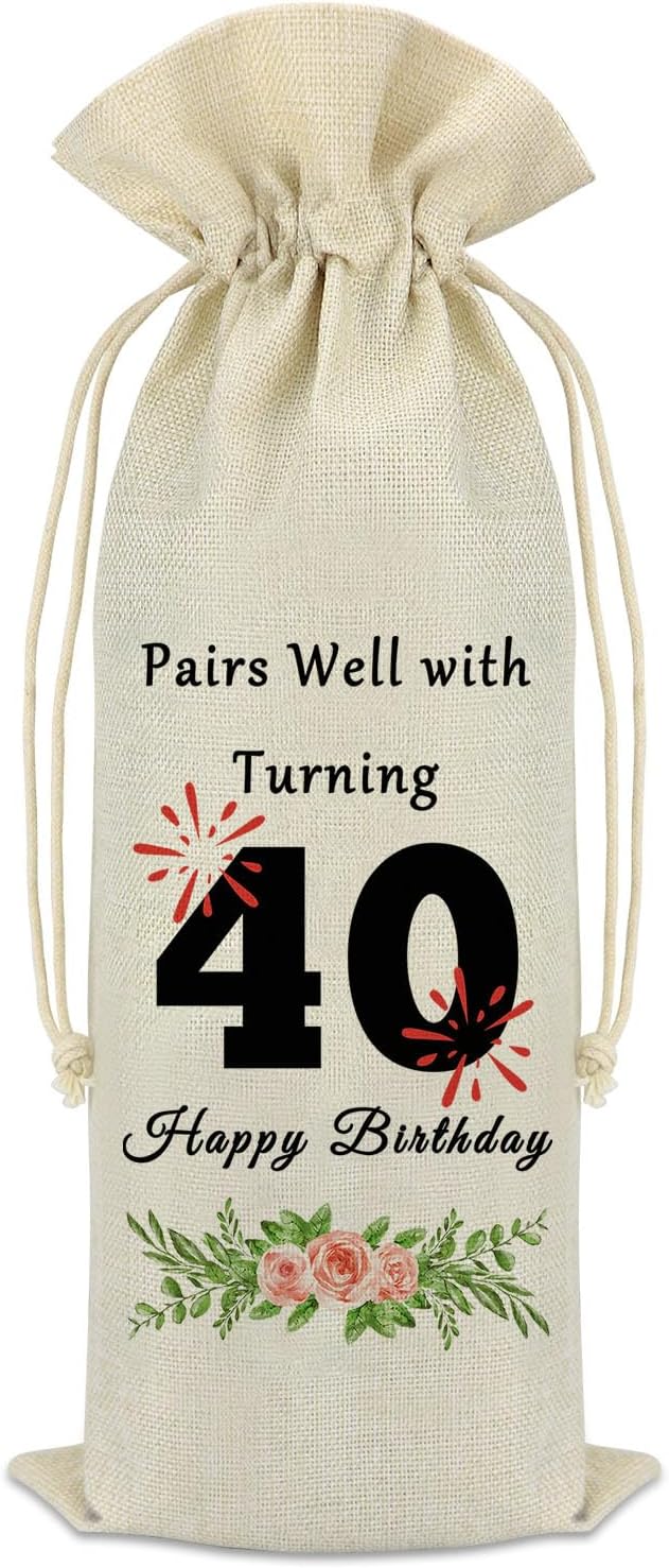 40th Birthday Gift Idea Wine Bag Funny 40th Birthday Party Gift for Men 1984 40th Birthday Gift for Women Mom Friend Sister Brother Coworker 40 Year Old Party Supplies Decorations Wine Bottle Bag