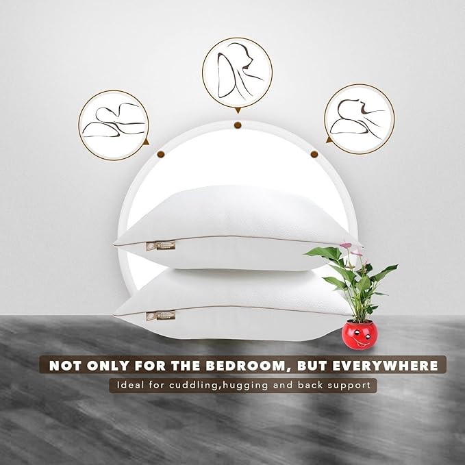 Premium 2-Pack Sleeping Pillow, Bed Pillow, Super Soft Down Alternative with Washable Covers, Microfiber Filling, Set of 2 (White, King)