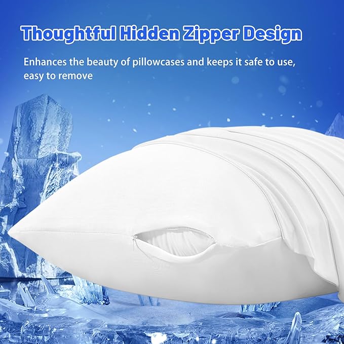 Cooling Body Pillow Case for Hot Sleepers - Body Pillow Cover Cooling Double Side Arc-Chill Q-Max>0.5 Cooling Fiber - Breathable Cooling Body Pillow Cover with Zipper (White, 20" x 54")
