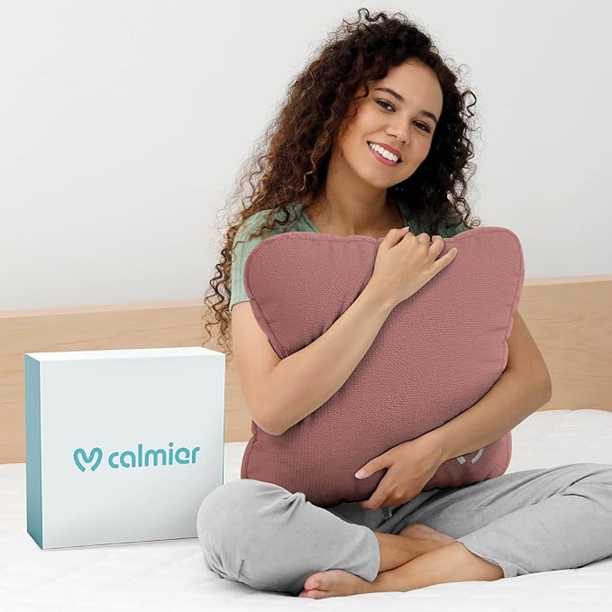 Calmier - 9 lb Sensory Weighted Pillow - Glass Bead Filled Hug Pillow - Ultra Plush Cozy Weighted Pillows for Adults and Kids - Child Sensory Pillow - Weighted Lap Pad (Pink - Fleece, 9 LBS)