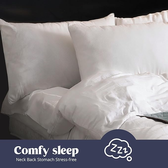 puredown® Soft Bed Pillows for Sleeping, Goose Feather Down Pillows Hotel Collection King Size of 2, Twill Diamond Pattern Embossing Pillows for Back Stomach Side Sleepers (20 x 36, 2 Pack)