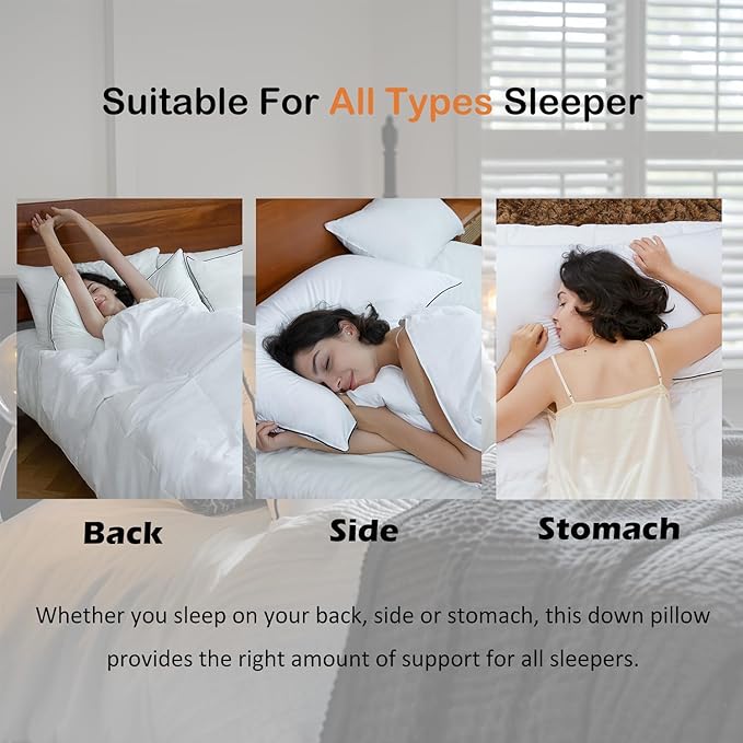 Luxury All Hungarian Goose Down Pillows King Size,Soft and Support Down Bed Pillow for Back,Side,Stomach Sleepers,480 Thread Count 100% Cotton Shell,King Size Soft Pillow 1 Pack 20"x36"