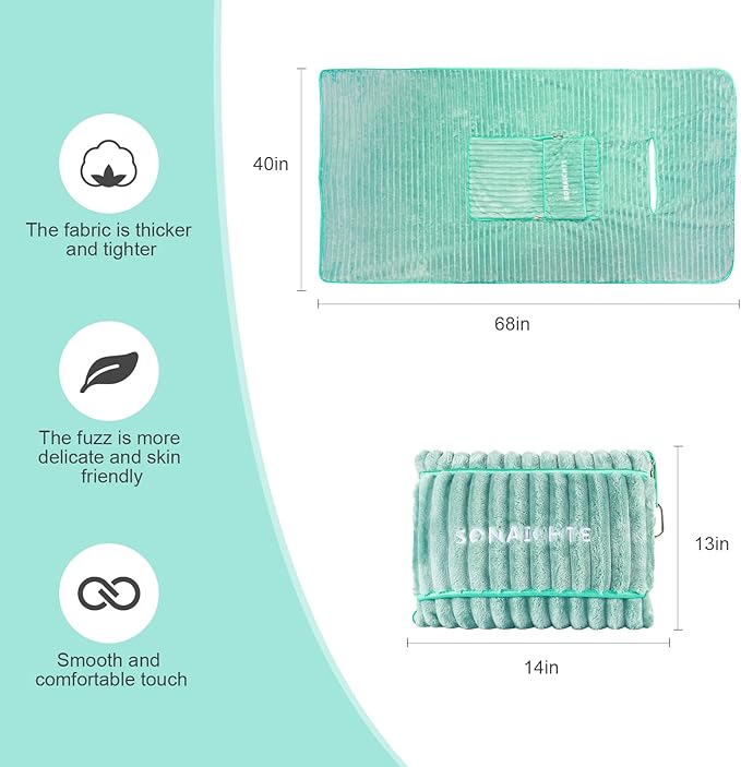 Travel Blanket Travel Blanket Airplane Compact with Bag 2 in 1 Travel Pillow and Blanket Set Travel Pillow and Blanket Car Road Trip Camping Essentials (Mint Green)