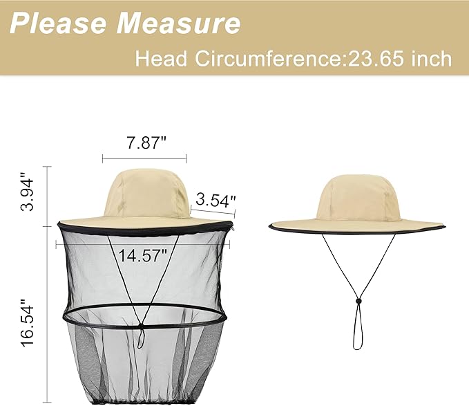 Head Net with Removable Mesh Hidden Netting, Design for Outdoor Fishing Gardening