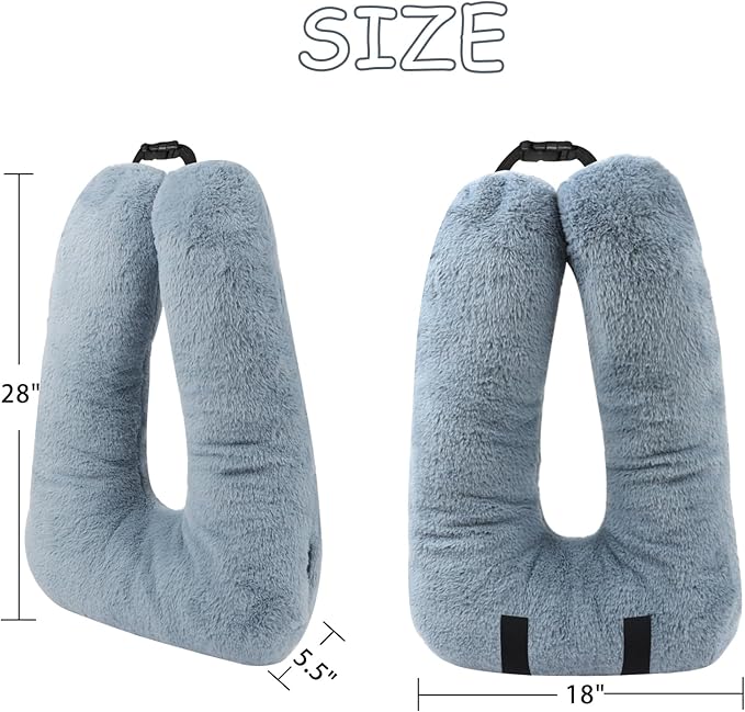 Kids Travel Pillow for Car Seat with Hand Muff, Cartoon Neck & Headrest Seat Belt Pillow for Car Road Trips Long-Distance Travel Sleeping Pillow for Adults and Children, Dark Gray