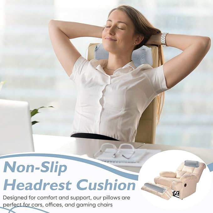 Yalikop 2 Pcs Non Slip Recliner Head Pillow Half Moon Bolster Pillow Set Neck Pillow for Office Chair Foot Pillow for Head Ankle Lumbar Support Leg Elevation Sleeping, Sofas and Loveseats (Grey)
