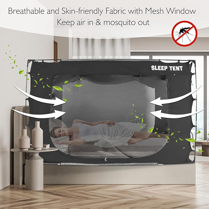 Bed Tent Canopy Twin Size for Adult and Kids Portable Dream Tent Indoor Sleeping Tents 98% Blackout,Breathable Privacy Space on Bed with Three Doors (Mattress Not Included)