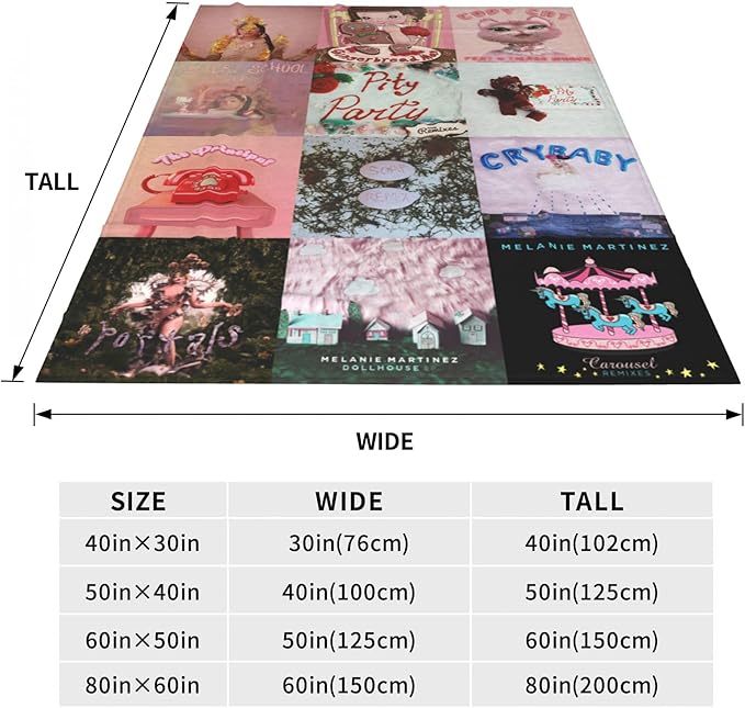 Melanie Merch Martinez Blanket, Melanie Birthday Decorations Martinez Cozy Lightweight Throw for Couch, Sofa, Chair, Bed, Picnic Blanket Gifts for Girl (Melanie Merch Martinez, 80"x60"(Queen))