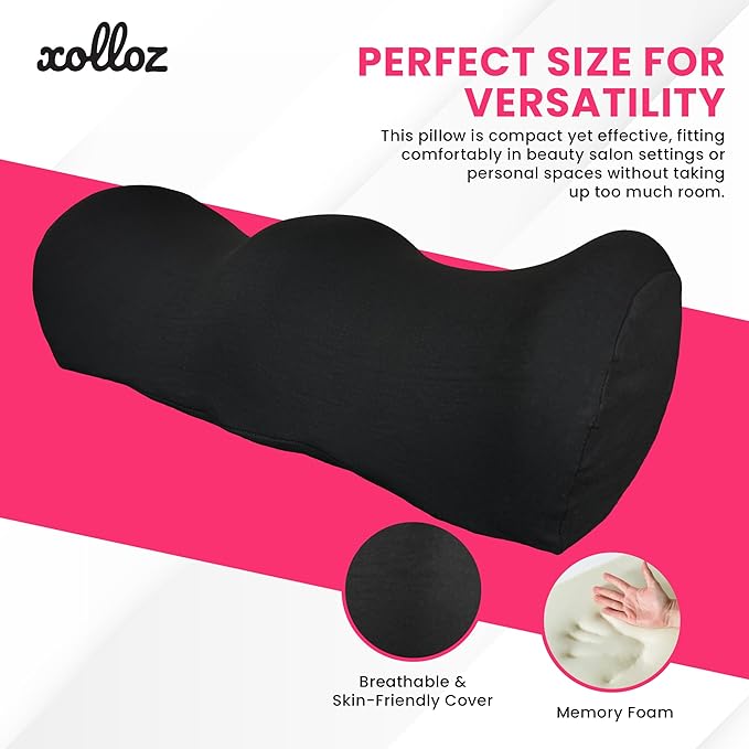 Ergonomic Leg Pillow for Leg and Knee Support | Premium Memory Foam Knee Pillow for Beauty Salon Or Home | Bolster Pillow for Legs Helps Comfort Enhancement, Legs & Lower Back Pain Relief (Black)
