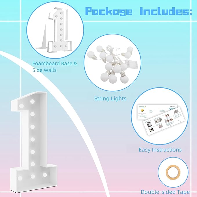 4FT Marquee Light Up Numbers Marquee Numbers 6, Choose Your Color, Multiple Color Options Including Cool White & Colorful, NO Glue Gun Needed, Birthday Decorations