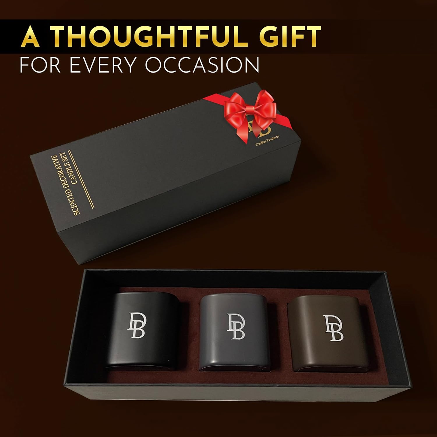 Candle Gift Set – 3 Scented Soy Candles, Clean Burn 50+ Hrs – Flower-Inspired Scents: Amber, Red Tea Wood, Champagne – Bulk Set for Women Giftset, 9.8oz Each, Gift Idea for Women, Home Decor, Birthday