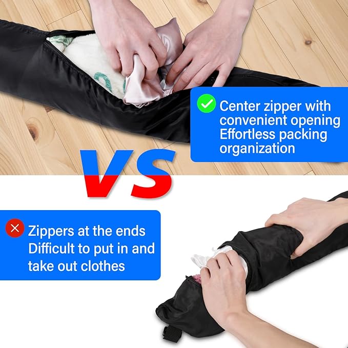 Travel Pillow You Stuff with Clothes, Stuffable Travel Pillow Transforms Into Extra Luggage Without Excess Fees, Stuffable Neck Pillow No Filler Fits 3+ Days of Travel Essentials Black