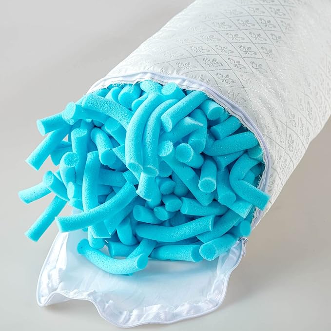 Kingnex Adjustable Roll Bolster Pillow, Under Knees for Sleeping on Back, Between Legs for Side Sleepers Shredded Cool Gel Infused Memory Foam Insert with Removable Bamboo Viscose Cover 18x6