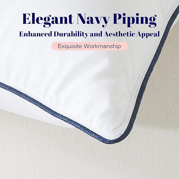 Cosybay Goose Feather and Down Bed Pillow, Premium Medium White Pillow Inserts for Sleeping, Luxury Bedding Pillows for Side and Back Sleepers, Queen Size, 20x28 Inches, 2 Pack