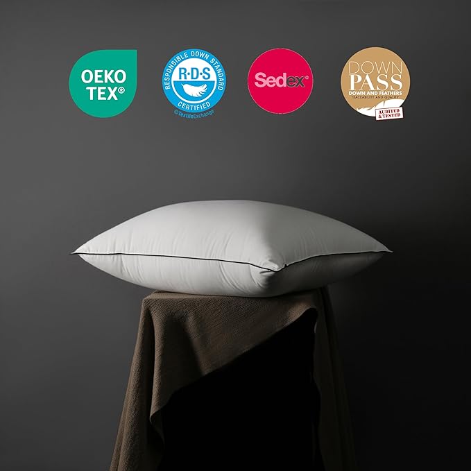 MAXICOZY Premium Hungarian Goose Down Pillows King Size, 3-Chamber Bed Pillows Cotton Blend Shell, Luxurious Soft Cloud Pillow for Back, Stomach or Side Sleepers(King, 1 Pack)