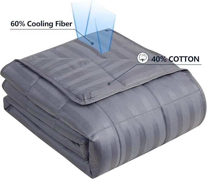 Weighted Blanket(40"x60" 10lbs) Weighted Blanket Cooling Blanket for Sleeping,Throw Size Breathable Blanket with Premium Glass Bead(Stripe Grey)