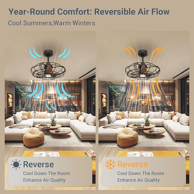 NACATIN Outdoor Ceiling Fan with Lights, Remote, App & Wall Switch Control, 21in RGB Ceiling Fans with Lights and Remote, 3 Color Temperatures: Perfect for Patios, Gazebos, & Bedrooms, Black