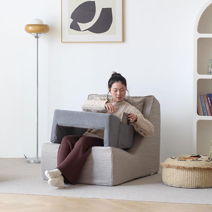 N&V Bed Rest Reading Pillows, High Density Foam Pillow for Gaming (Grey)