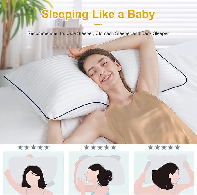 Bed Pillows for Sleeping - 3 Packs King Size Luxury Hotel Down-Alternative Pillow for Neck and Shoulder Pain Relief, Soft Density for Side, Back or Stomach Sleepers(20 * 36")