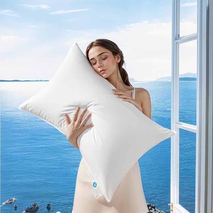 Canadian Luxury Goose Down Pillow Queen Size - 900 Fill Power, 600 TC Cotton Shell- Ultra Soft and Comfort Sleep Pillows - Bed Pillows for Back, Stomach, Side Sleeper(White,Queen(Pack of 1))