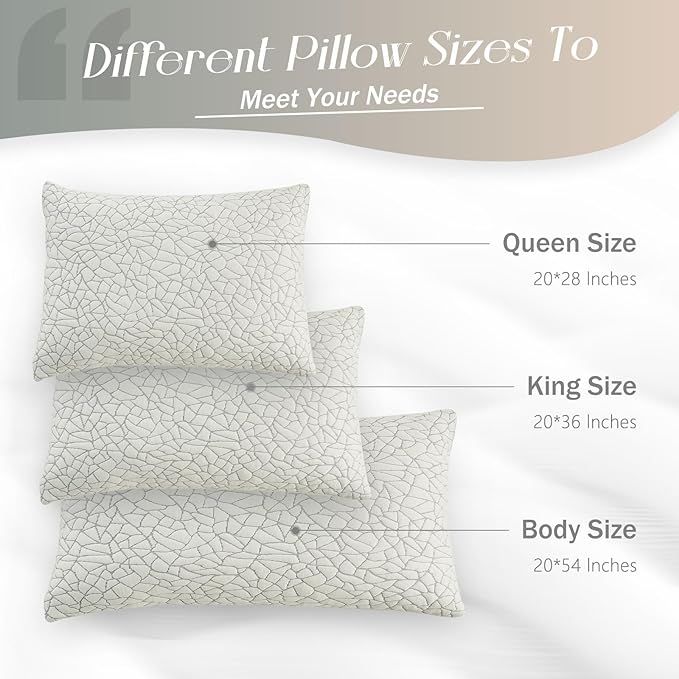 Shredded Memory Foam Pillow for Sleeping, Cooling Bed Pillows Queen Size Set of 2, Adjustable Soft and Firm Pillows or Side, Back, Stomach Sleepers with Washable Removable Bed Pillow Cover