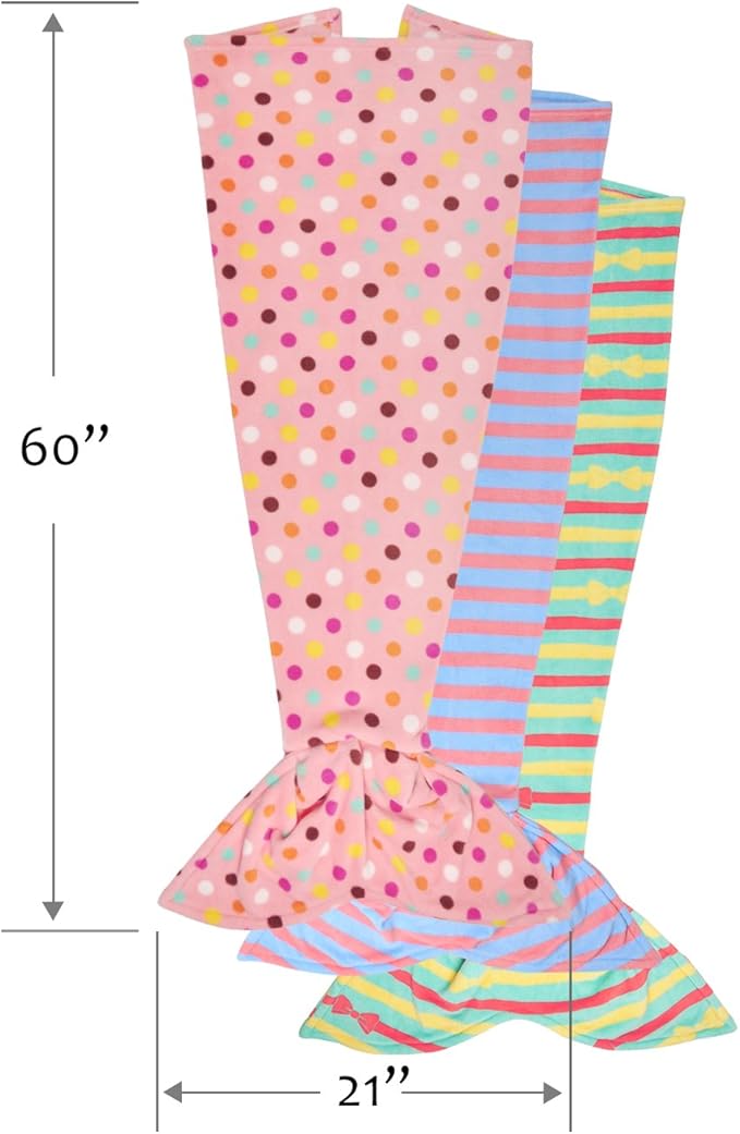 Catalonia Kids Mermaid Tail Blanket Pillow Cushion,Super Soft Coral Plush Fleece Mermaids Gift Snuggle Sleeping Bag for Girls Teens Children 60 x 21 Light Blue