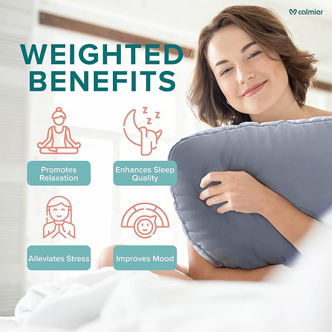 Calmier - 6 lb Sensory Weighted Pillow - Glass Bead Filled Hug Pillow - Ultra Plush Cozy Weighted Pillows for Adults and Kids - Child Sensory Pillow - Weighted Lap Pad (Light Grey - Minky, 6 LBS)