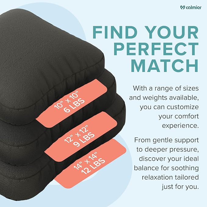 Calmier - 6 lb Sensory Weighted Pillow - Glass Bead Filled Hug Pillow - Ultra Plush Cozy Weighted Pillows for Adults and Kids - Child Sensory Pillow - Weighted Lap Pad (Charcoal Gray - Fleece, 6 LBS)