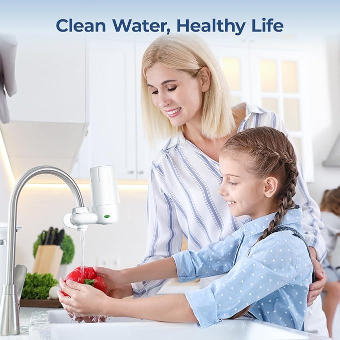 2-Pack Faucet Water Filter Replacement for Brita Faucet Filter Systems, Certified Longlast Sink Faucet Filter, Reduce Chlorine and Lead, White