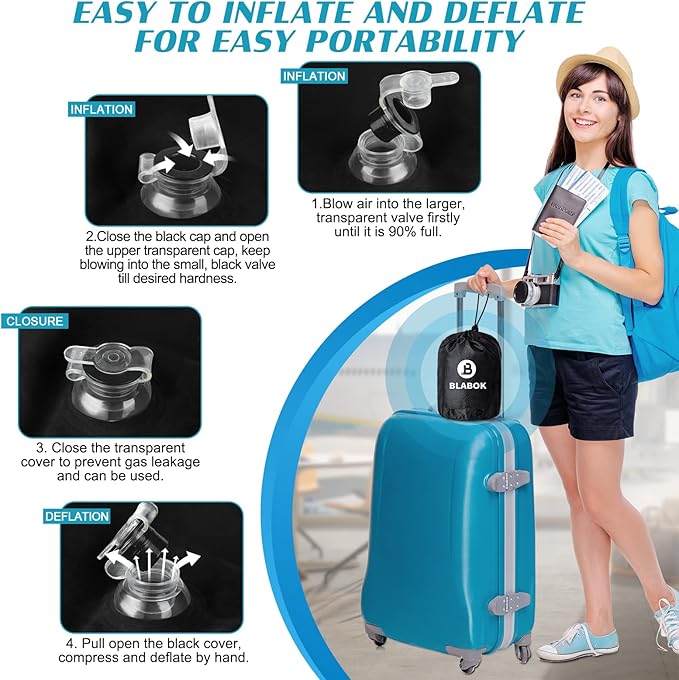 Wedge Pillow for Sleeping - Inflatable Leg Elevation Pillow for Swelling,Circulation,Leg & Back Pain Relief,Leg Support Pillow,Leg Wedge Pillows for After Aurgery,Hip,Foot,Ankle Recovery (Black)