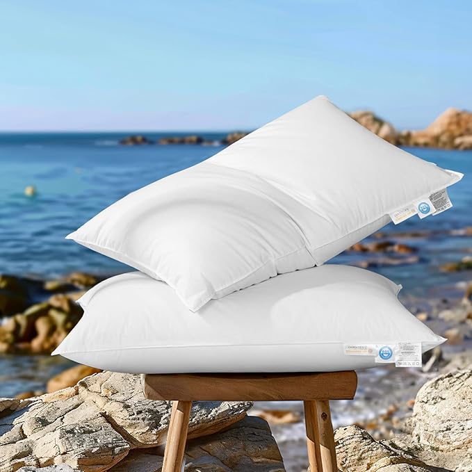 Canadian Luxury Goose Down Pillow Queen Size - 900 Fill Power, 600 TC Cotton Shell- Ultra Soft and Comfort Sleep Pillows - Bed Pillows for Back, Stomach, Side Sleeper(White,Queen(Pack of 2))