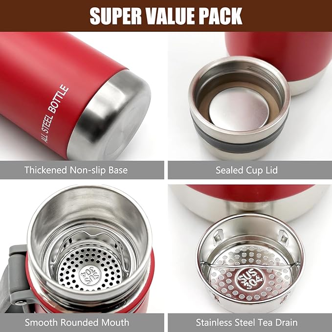 29oz Thermos for Hot and Cold Drinks, Coffee Thermos Water Bottle, Wide Mouth Thermal Cups- Leakproof Stainless Steel Insulated Thermos - Commute, Travel, and Picnic Friendly