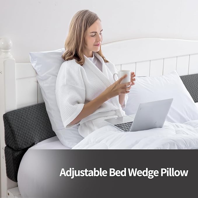 MABOZOO Pillow Wedge for Headboard Gap,Bed Gap Filler Queen Size,Foldable Bed Wedge Pillow for Headboard,Grey Bed Wedge Gap Filler,Foam Mattress Gap Filler,60"x6"x6"