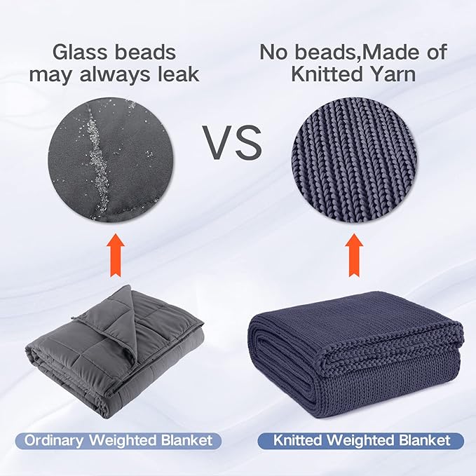 Knitted Weighted Blanket(Dark Grey 50"x60" 7lbs),Home Décor Cooling Throw Blanket for Hot Sleepers,Hand Made Chunky Knit Heavy Blanket Use on Twin Size Bed