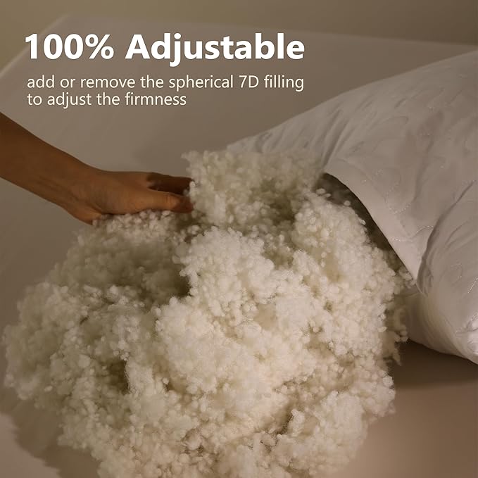 Shatex Extra Firm Pillow King Size 34 x 20 inch, Bed Pillow with Adjustable Insert Provides Stronger Support - for Back, Stomach & Side Sleepers.