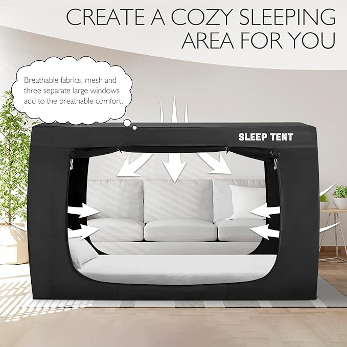 BORNA Bed Tent Bed Canopy King Size for Adult and Kids,Portable Sleeping Tents Dream Tents Indoor for Kids and Adult, Breathable Privacy Space on Bed with Three Doors (Mattress Not Included)