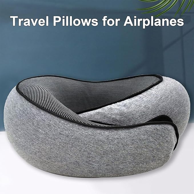 Travel Pillows for Airplanes,2024 New Travel Pillow,Travel Neck Pillow Neck Pillow Airplane Memory Foam Travel Pillow Neck Pillow for Traveling Suitable for Airplanes,Offices and Cars (Light Gray)