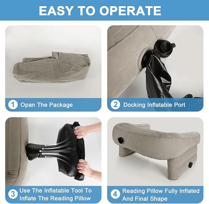 Reading Pillow for Gaming, Memory Foam Gaming Pillow for Lap with Coaster, Hight Adjustable Lap Desk Pillow for Reading, Working, Crocheting or Sitting in Bed Floor Sofa (Grey)