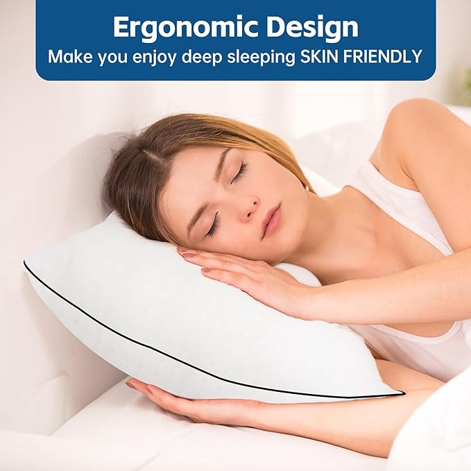 Wansimoo Bed Pillows for Sleeping King Size Set of 4,Comfortable Hotel Cooling Pillows 4 Pack,Soft & Support Pillows for Back, Stomach or Side Sleepers