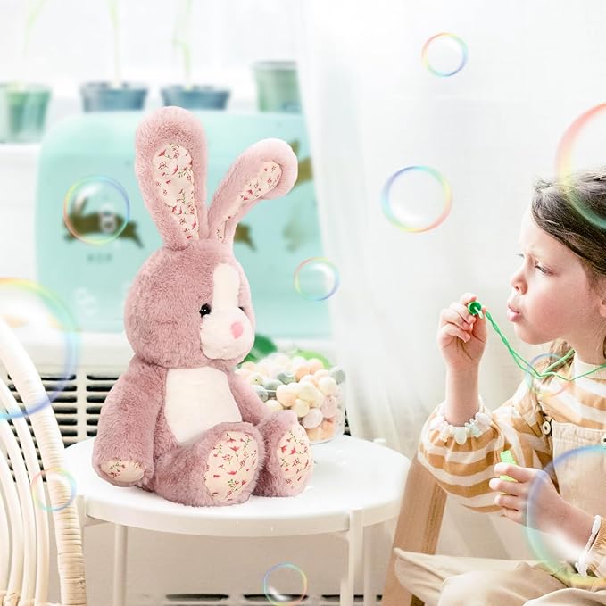 20 inch Long Ear Bunny Plush, Pink Bunny Weighted Stuffed Animals, Big Rabbit Plushies Pillow Toys, Birthday Gift for Kids and Adults.
