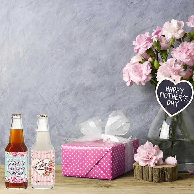 24pcs Mothers Day Wine Bottle Labels Stickers Party Wine Bottle Stickers Decorations Wine Bottle Cover Labels Happy Mothers Day Party Supplies