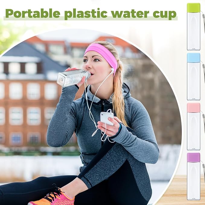 20 Pieces Water Bottle Bulk 17 oz Plastic Sports Water Bottles Reusable Leak Proof Portable Drink Bottles Large with Lid for Outdoor Fitness(Pink, Blue, Green, Purple)