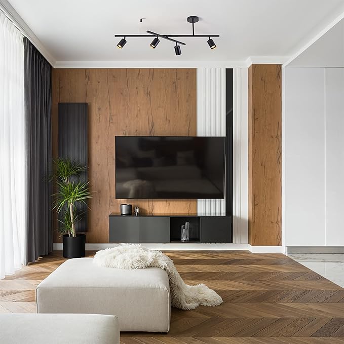 Globe Electric 57500 4-Light Track Lighting, Matte Black, Center Swivel Bar, Pivoting Track Heads, 4 Bulb Kitchen Light, Ceiling Light Fixture, Track Lighting Kit, Swivel Fixture, Bulb Not Included