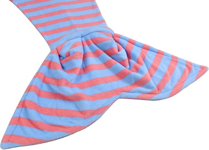 Catalonia Kids Mermaid Tail Blanket Pillow Cushion,Super Soft Coral Plush Fleece Mermaids Gift Snuggle Sleeping Bag for Girls Teens Children 60 x 21 Light Blue