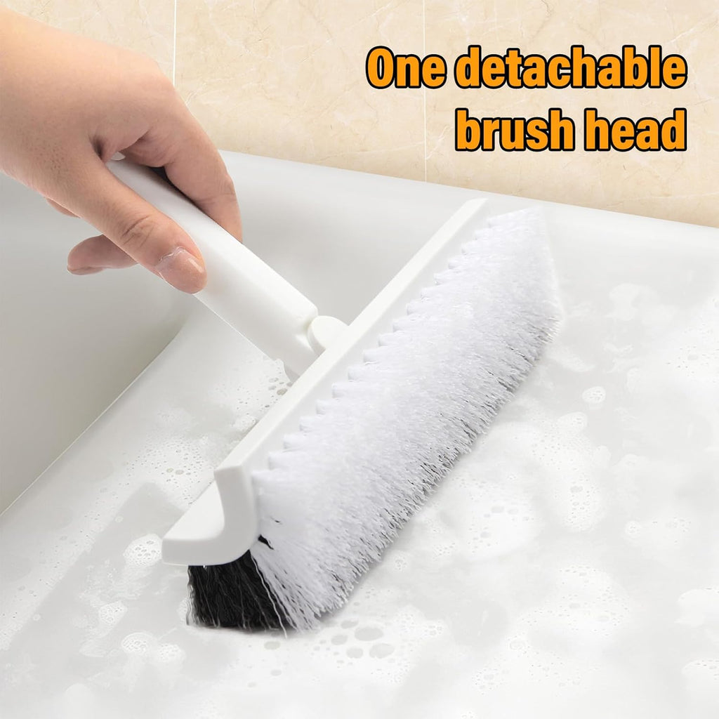 Scrub Brush Floor Brush with Long Handle,Double-Sided V-Shaped Scrub Brush，Shower Floor Scrubber for Cleaning, Tile Scrub Brush with Stiff Bristles, 52'