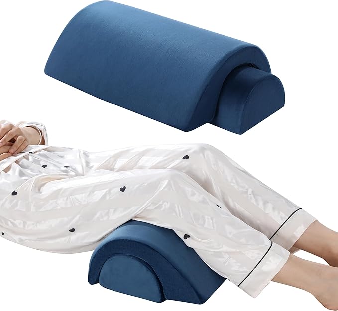 ROYALAY Half Moon Bolster Knee Pillow for Legs, Knees, Lower Back and Head, Adjustable Semi Roll Round Lumbar Support Pillow for Bed Sleeping, Health Large half moon pillow for Reduce Pressure,blue