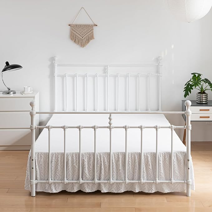 Tufted Bed Skirt Twin Size,Ruffled Bed Skirt with Split Corners, Twin Bed Skirt 14 Inch Drop, Boho Twin Size Bed Skirt White for Ruffled Bed Skirt with Split Corners, Bed Skirt Twin Size